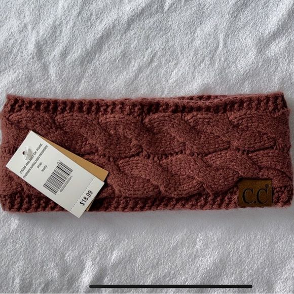 C.C set infinity scarf headband mittens dark rose - Picture 3 of 5